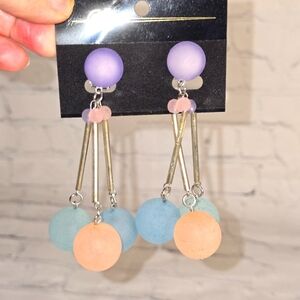 Elegant Multi-Color Dangle Earrings Clip On